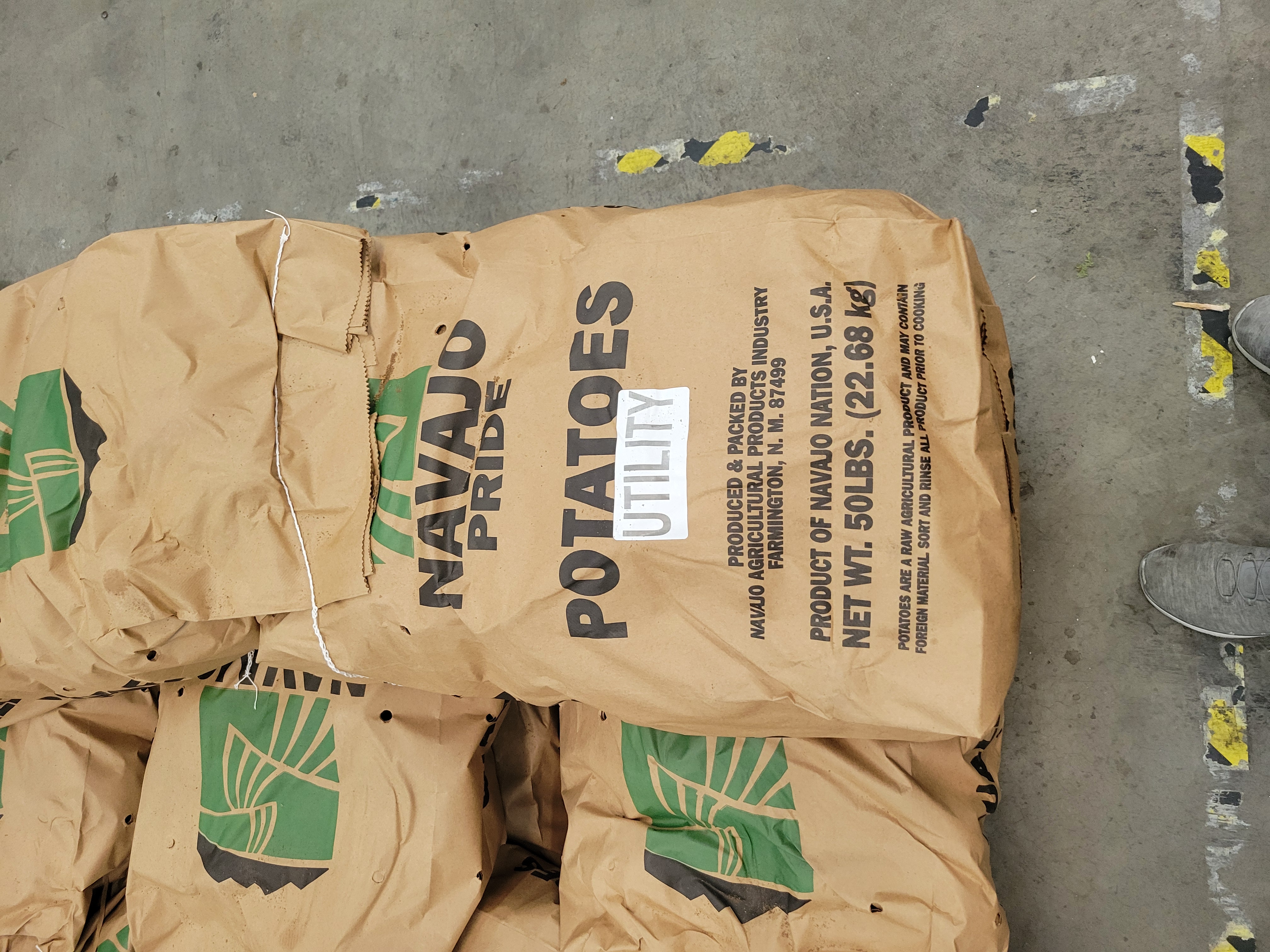 50 pound bags of potatoes.